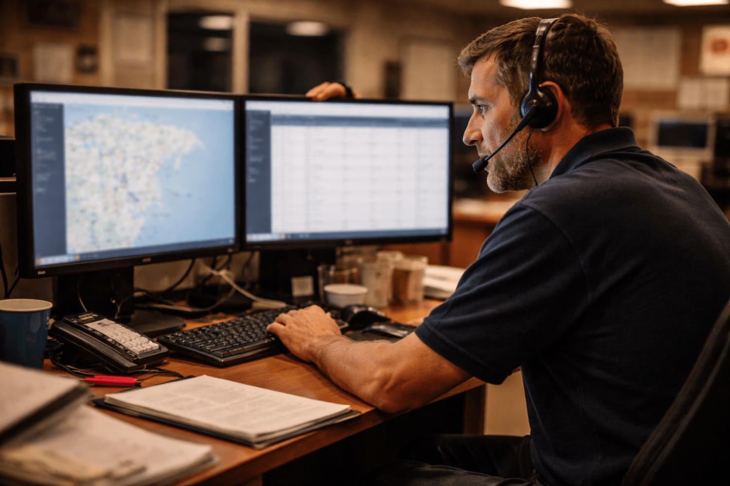 Late night at the control room